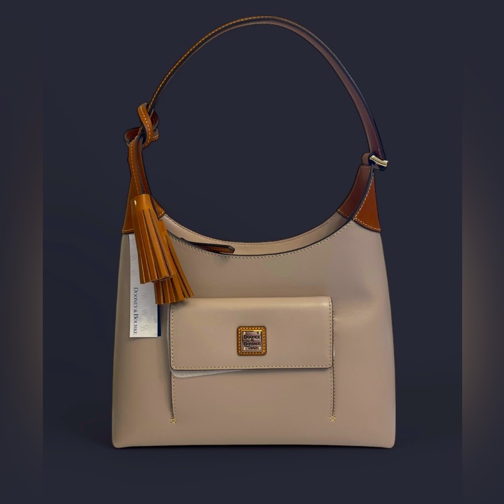 Dooney & Bourke Taupe Leather Shoulder Bag - Picture 1 of 2